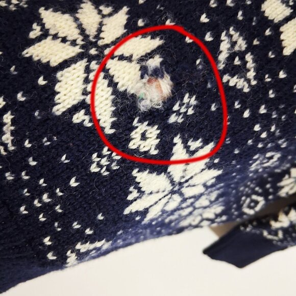 Not Ugly Christmas Sweater DEAN'S OF SCOTLAND Wool Mock Turtleneck Navy Large - Picture 9 of 9